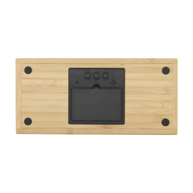 Logo trade corporate gift photo of: Bamboo Alarm Clock with Wireless Charger