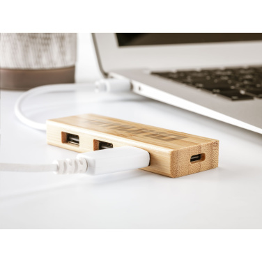 Logo trade promotional giveaway photo of: Bamboo USB Hub