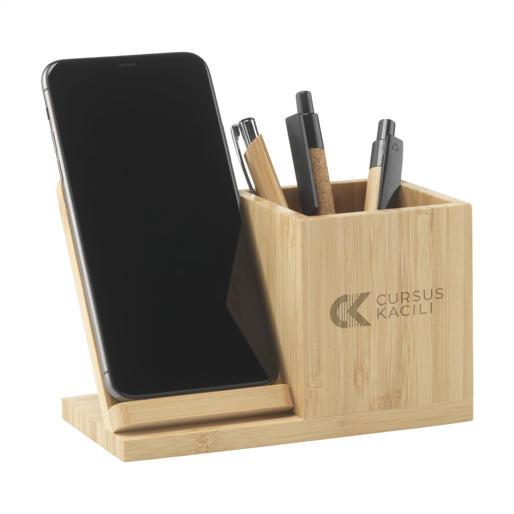 Logotrade promotional merchandise picture of: Bamboo Boss 15W charger/pen holder