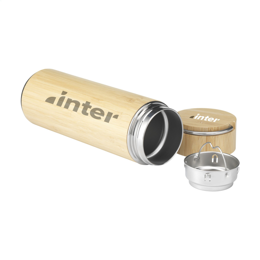 Logo trade business gifts image of: Nikko 330 ml bamboo thermo bottle/thermo cup