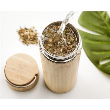 Logo trade promotional giveaways image of: Nikko 330 ml bamboo thermo bottle/thermo cup