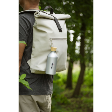 Logo trade business gift photo of: AluBamboo GRS Recycled Alu 500 ml water bottle