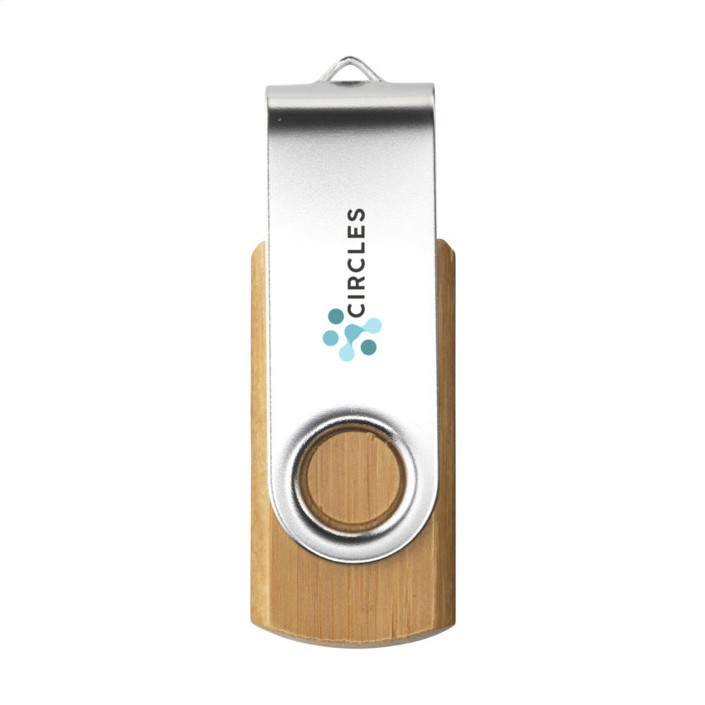 Logo trade promotional merchandise image of: USB Twist Bamboo from stock 8 GB