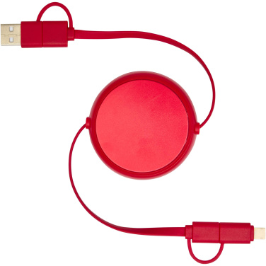 Logo trade advertising product photo of: Alasia 5-in-1 100 cm recycled plastic and aluminium retractable data sync and 45W fast charge cable