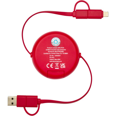 Logo trade corporate gifts picture of: Alasia 5-in-1 100 cm recycled plastic and aluminium retractable data sync and 45W fast charge cable