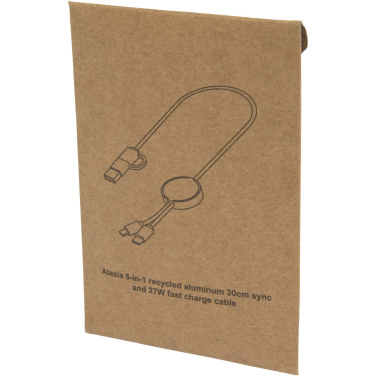 Logotrade promotional products photo of: Alasia 5-in-1 recycled aluminium and plastic 30 cm data sync and 27W fast charge cable