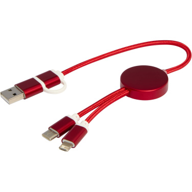 Logotrade promotional merchandise picture of: Alasia 5-in-1 recycled aluminium and plastic 30 cm data sync and 27W fast charge cable
