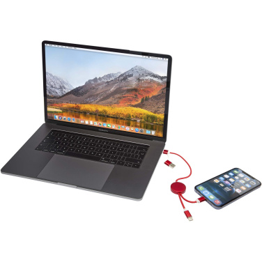 Logo trade promotional merchandise photo of: Alasia 5-in-1 recycled aluminium and plastic 30 cm data sync and 27W fast charge cable