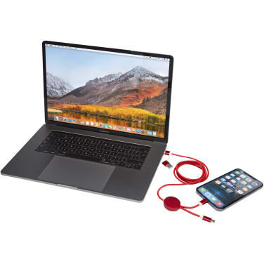 Logo trade advertising product photo of: Alasia 5-in-1 recycled aluminium and plastic 150 cm data sync and 27W fast charge cable