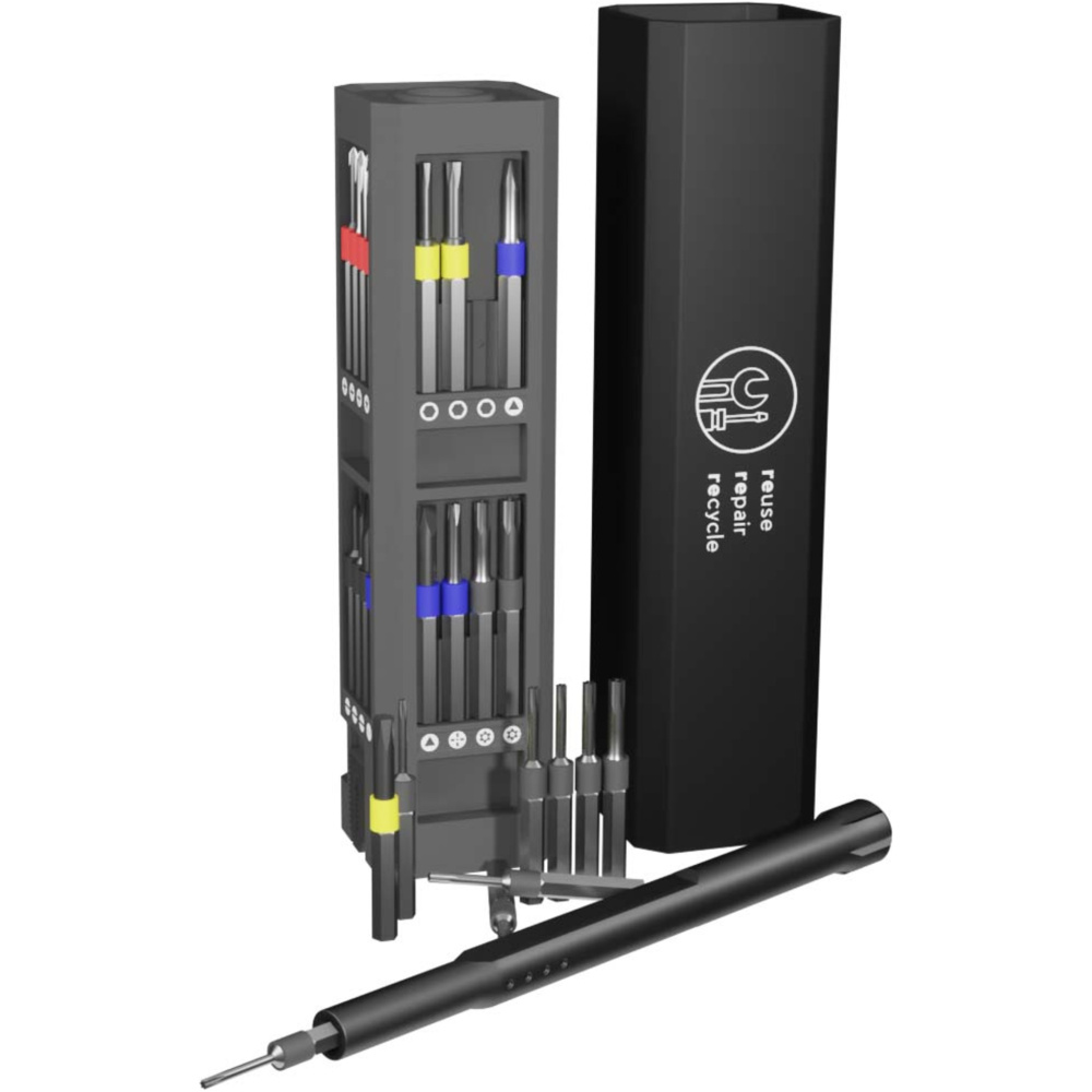 Logotrade promotional merchandise photo of: SCX.design T20 30-piece screwdriver and repair set in aluminium case