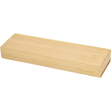 Logotrade corporate gift picture of: Oblys bamboo ballpoint pen and mechanical pencil set (black ink)