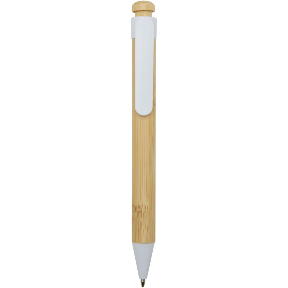 Logotrade promotional product picture of: Rattan bamboo and recycled plastic ballpoint pen (black ink)