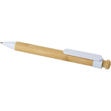 Logo trade promotional item photo of: Rattan bamboo and recycled plastic ballpoint pen (black ink)
