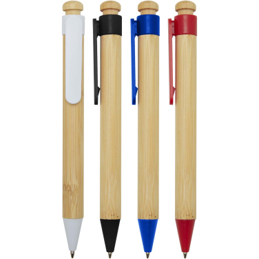 Logo trade promotional gifts image of: Rattan bamboo and recycled plastic ballpoint pen (black ink)