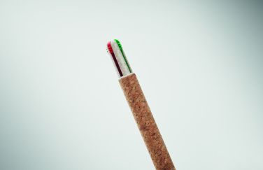Logo trade promotional giveaway photo of: Cork 4-colour ink ball pen