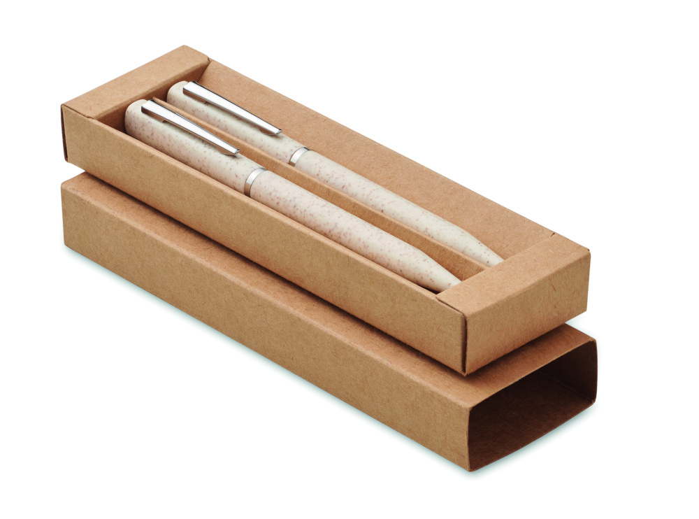 Logo trade promotional item photo of: Wheat straw/ABS twist pen set