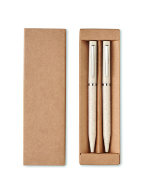 Logo trade promotional gift photo of: Wheat straw/ABS twist pen set