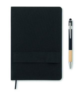 Logo trade promotional gift photo of: A5 RPET notebook with pen
