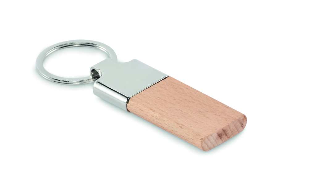 Logo trade promotional merchandise image of: Key ring with rubber wood