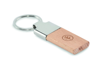 Logo trade business gifts image of: Key ring with rubber wood