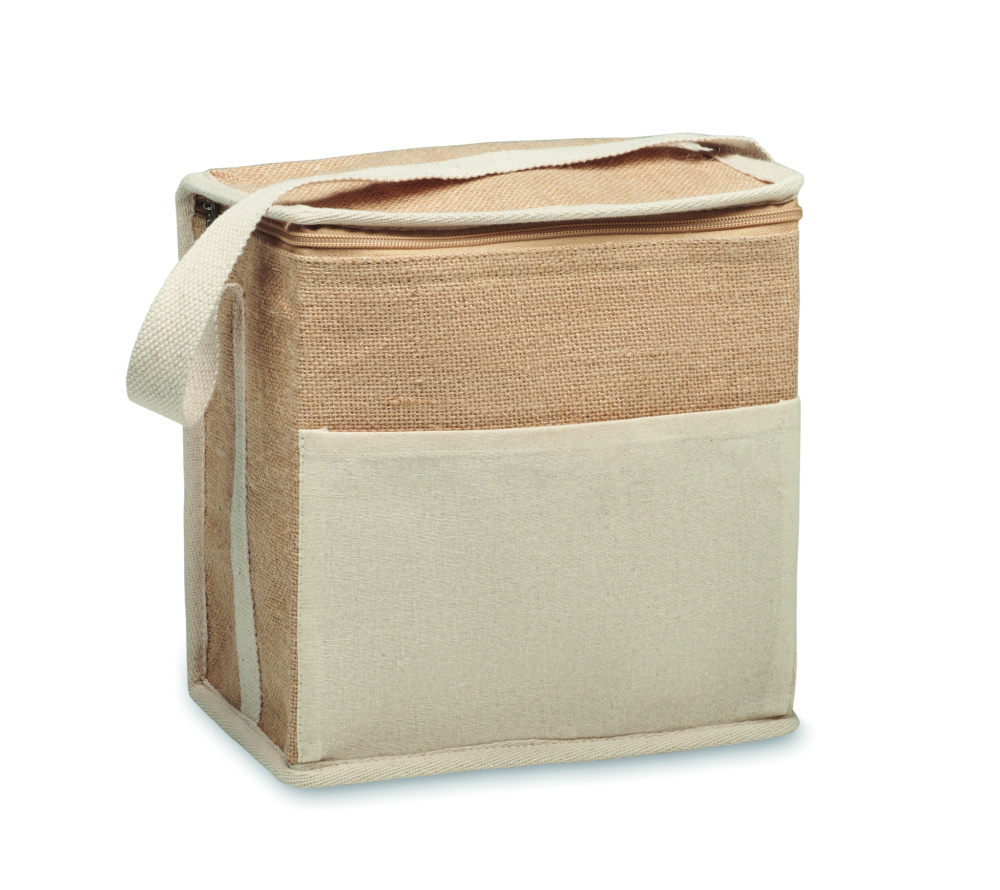 Logotrade promotional giveaway image of: Jute and canvas cooler bag 3L