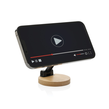 Logotrade promotional product image of: Magmount RCS recycled plastic and bamboo phone stand