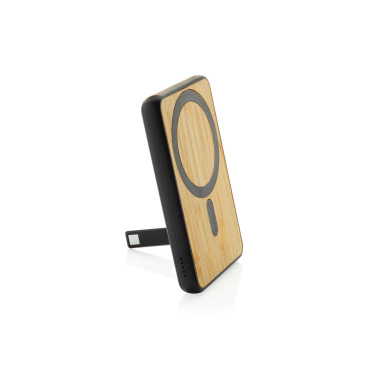 Logo trade promotional gifts image of: Zen RCS rplastic 5000 mah 5W magnetic bamboo powerbank