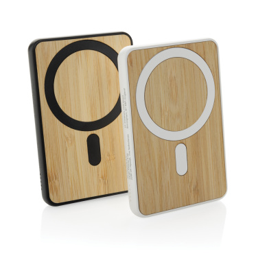 Logo trade business gifts image of: Zen RCS rplastic 5000 mah 5W magnetic bamboo powerbank