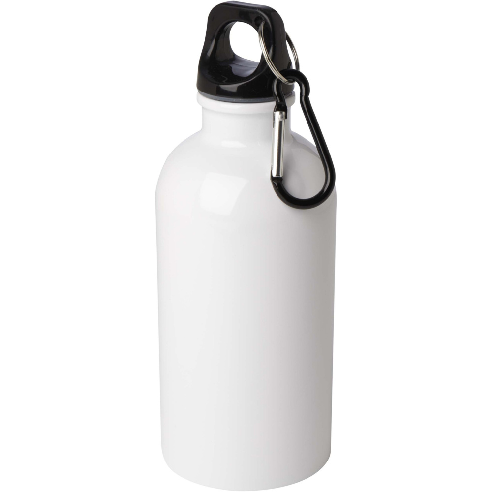 Logo trade advertising product photo of: Oregon 400 ml RCS certified single wall stainless steel water bottle with carabiner