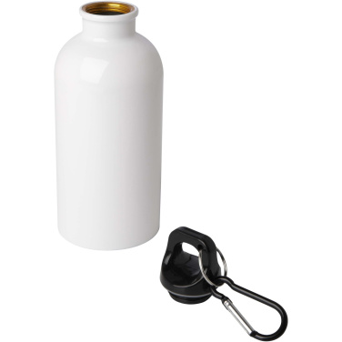 Logo trade promotional giveaway photo of: Oregon 400 ml RCS certified single wall stainless steel water bottle with carabiner