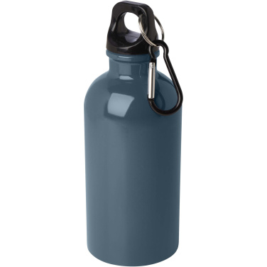 Logo trade business gifts image of: Oregon 400 ml RCS certified single wall stainless steel water bottle with carabiner