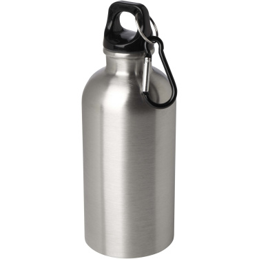 Logotrade promotional merchandise picture of: Oregon 400 ml RCS certified single wall stainless steel water bottle with carabiner