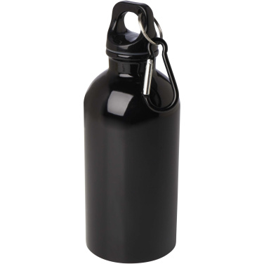 Logo trade promotional items image of: Oregon 400 ml RCS certified single wall stainless steel water bottle with carabiner