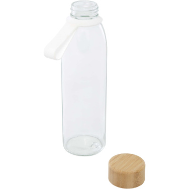 Logo trade promotional giveaways picture of: Porto 500 ml glass water bottle with silicone handle and bamboo lid