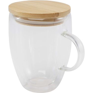 Logotrade promotional item image of: Leona 350 ml glass cup with bamboo lid