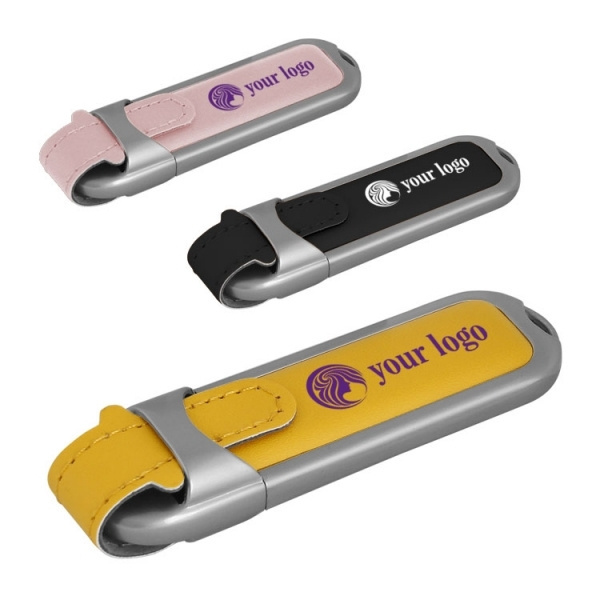 Logo trade promotional gifts image of: Leather USB stick