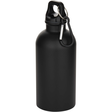Logo trade promotional products picture of: Oregon 400 ml matte RCS recycled single wall stainless steel water bottle with carabiner