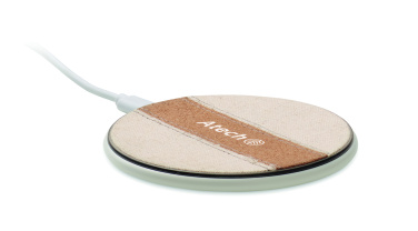 Logo trade corporate gift photo of: Cork wireless charger 15W