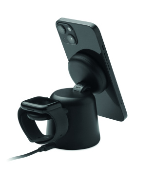 Logo trade promotional gifts picture of: 3 in 1 wireless charger 15W