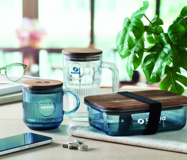 Logo trade corporate gifts picture of: Ribbed glass mug 300ml