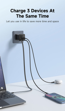 Logo trade promotional item photo of: Urban Vitamin Mendocino 65W GaN charger retractable cable