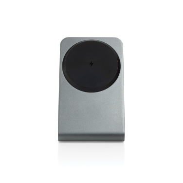 Logo trade promotional giveaway photo of: Terra aluminium 15W magnetic wireless charging phone stand