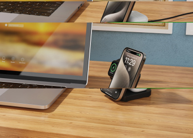 Logotrade corporate gift picture of: Urban Vitamin Arcadia RCS rplastic 15W 3in1 magnetic charger