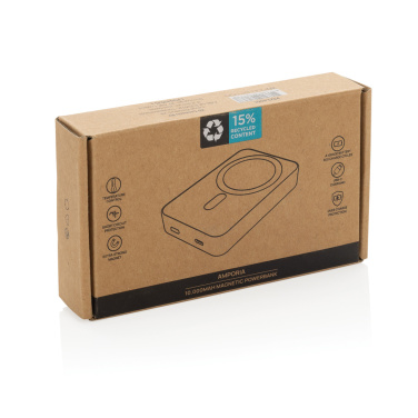 Logo trade promotional merchandise photo of: Amporia RCS recycled plastic 10.000mAh magnetic powerbank