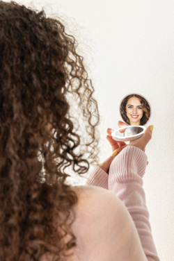 Logo trade promotional products image of: Lumora RCS recycled plastic LED re-chargeable make-up mirror