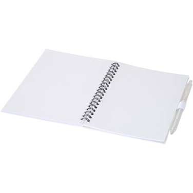 Logotrade promotional product picture of: Niove recycled plastic soft cover notebook and ballpoint pen set (blue ink)
