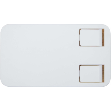 Logotrade promotional merchandise image of: Alfirk recycled plastic foldeable desk phone stand with bamboo details