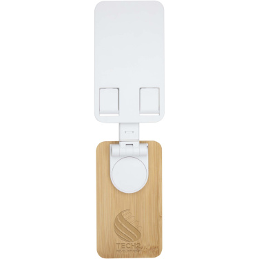 Logotrade promotional product picture of: Alfirk recycled plastic foldeable desk phone stand with bamboo details