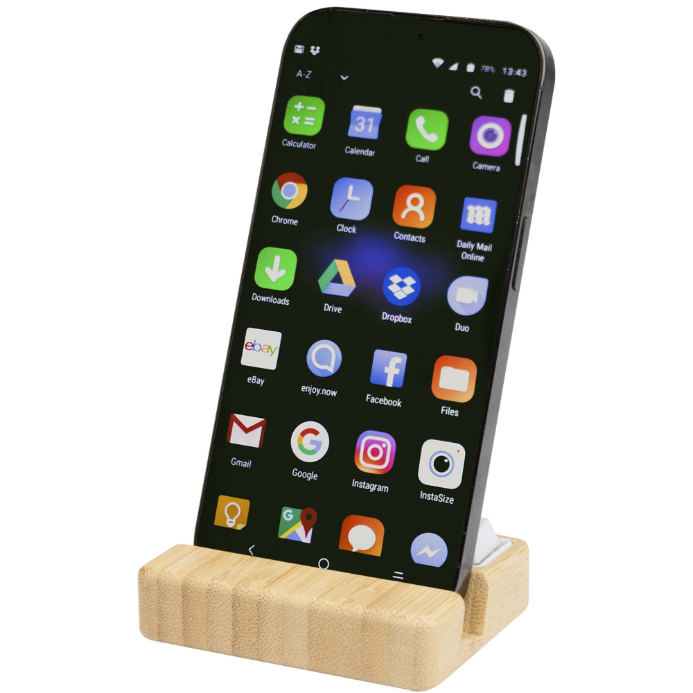 Logotrade promotional merchandise photo of: Algol recycled plastic phone stand and fidget toy with bamboo details