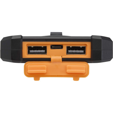 Logotrade business gift image of: Altair 5000 mAh 10W recycled plastic rugged solar power bank with built-in torch